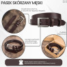 Pasek męski skórzany premium z klasyczną klamrą elegancki ciemnobrązowy 100 cm Paolo Peruzzi PG-09-DBR-100