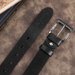 Pasek męski skórzany premium z klasyczną klamrą elegancki czarny 110 cm Paolo Peruzzi PG-10-BL-110
