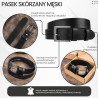 Pasek męski skórzany premium z klasyczną klamrą elegancki czarny 100 cm Paolo Peruzzi PG-10-BL-100