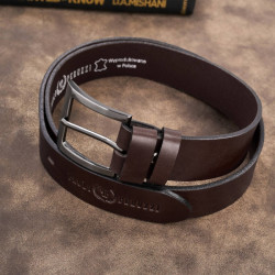 Pasek męski skórzany premium z klasyczną klamrą elegancki ciemnobrązowy 100 cm Paolo Peruzzi PG-10-DBR-100