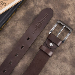 Pasek męski skórzany premium z klasyczną klamrą elegancki ciemnobrązowy 110 cm Paolo Peruzzi PG-10-DBR-110