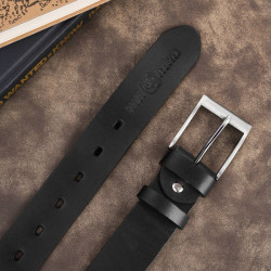 Pasek męski skórzany premium z klasyczną klamrą elegancki czarny 110 cm Paolo Peruzzi PG-08-BL-110