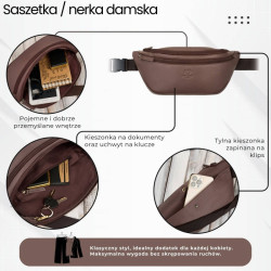 Saszetka nerka damska wielofunkcyjna duża stylowa koniakowa Paolo Peruzzi AY-14-CG