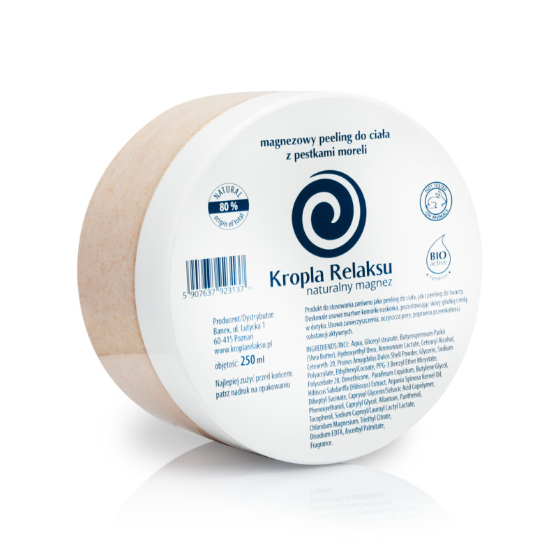 Magnezowy Aksamitny Peeling do ciała z pestkami moreli 250ml.