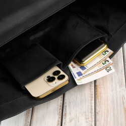 Męska skórzana aktówka czarna na dokumenty teczka na ramie z kluczykiem vintage Paolo Peruzzi T-146-HBL