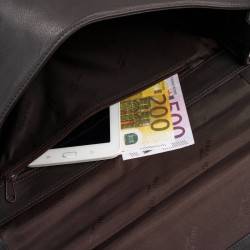 Męska aktówka ze skóry naturalnej brązowa na dokumenty teczka na ramie z kluczykiem Paolo Peruzzi T-146-BR