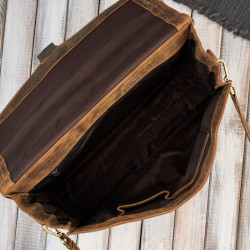 Męska skórzana aktówka brązowa na dokumenty teczka na ramie z kluczykiem vintage Paolo Peruzzi T-146-HBR