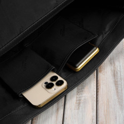 Męska aktówka ze skóry naturalnej czarna na dokumenty teczka na ramie z kluczykiem Paolo Peruzzi T-146-BL