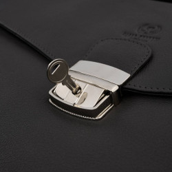 Męska aktówka ze skóry naturalnej brązowa na dokumenty teczka na ramie z kluczykiem Paolo Peruzzi T-146-BR