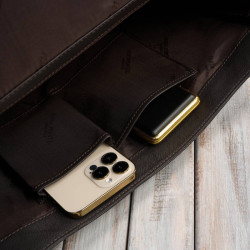 Męska aktówka ze skóry naturalnej brązowa na dokumenty teczka na ramie z kluczykiem Paolo Peruzzi T-146-BR