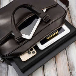 Męska torba skórzana na dokumenty brązowa Paolo Peruzzi T-145-BR