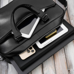 Męska torba skórzana na dokumenty czarna Paolo Peruzzi T-145-BL