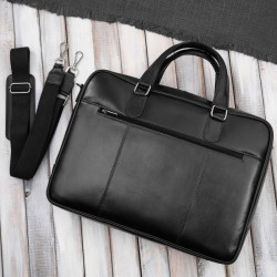 Męska torba skórzana na dokumenty czarna Paolo Peruzzi T-145-BL