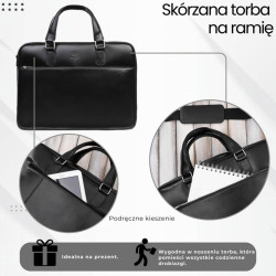 Męska torba skórzana na dokumenty czarna Paolo Peruzzi T-145-BL