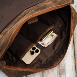 Męska brązowa skórzana torba na ramie na laptopa vintage Paolo Peruzzi T-148-HBR