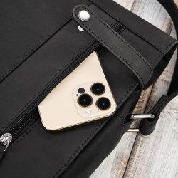 Męska czarna skórzana torba na ramie na laptopa vintage Paolo Peruzzi T-148-HBL