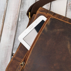 Męska brązowa torba na ramie ze skóry naturalnej vintage Paolo Peruzzi T-147-HBR