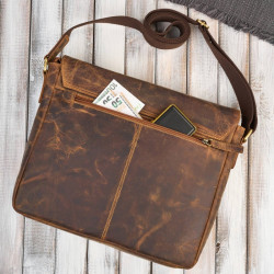 Męska brązowa torba na ramie ze skóry naturalnej vintage Paolo Peruzzi T-147-HBR