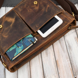 Męska brązowa torba na ramie ze skóry naturalnej vintage Paolo Peruzzi T-147-HBR