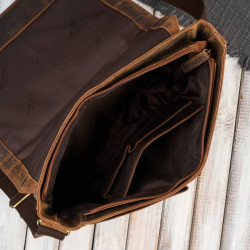 Męska brązowa torba na ramie ze skóry naturalnej vintage Paolo Peruzzi T-147-HBR