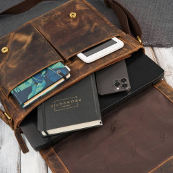 Męska brązowa torba na ramie ze skóry naturalnej vintage Paolo Peruzzi T-147-HBR