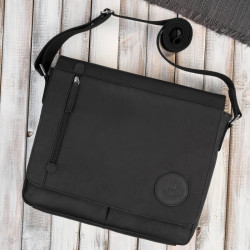 Męska czarna torba na ramie ze skóry naturalnej vintage Paolo Peruzzi T-147-HBL