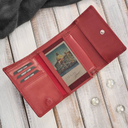 Portfel damski skórzany czerwony w orientacji poziomej RFID Paolo Peruzzi AL-15-RD