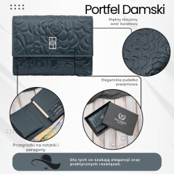 Portfel damski skórzany granatowy w orientacji poziomej RFID Paolo Peruzzi AL-15-NV
