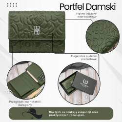 Portfel damski skórzany zielony w orientacji poziomej RFID Paolo Peruzzi AL-15-GB