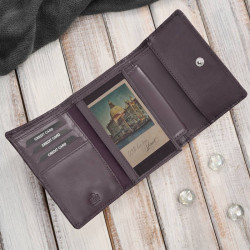 Portfel damski skórzany burgundowy w orientacji poziomej RFID Paolo Peruzzi AL-15-BGD