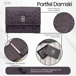 Portfel damski skórzany burgundowy w orientacji poziomej RFID Paolo Peruzzi AL-15-BGD