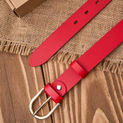 Pasek damski skórzany czerwony 120 cm ze złotą klamrą Paolo Peruzzi PG-01-RD-120