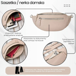 Damska skórzana saszetka nerka na pas SP-20-BG