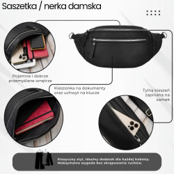 Damska skórzana saszetka nerka na pas SP-20-BL