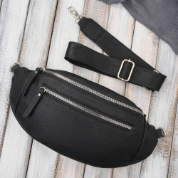 Damska skórzana saszetka nerka na pas SP-20-BL