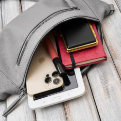 Damska skórzana saszetka nerka na pas SP-20-GR