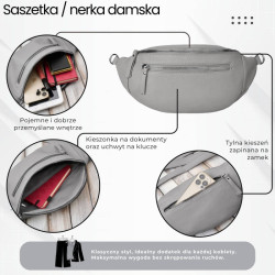 Damska skórzana saszetka nerka na pas SP-20-GR