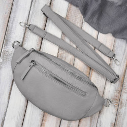 Damska skórzana saszetka nerka na pas SP-20-GR