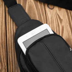 Skórzany plecak męski na jedno ramię miejski czarny ABR-52