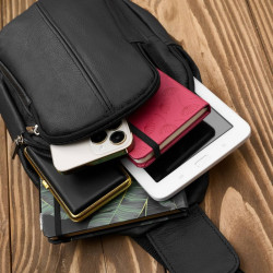 Skórzany plecak męski na jedno ramię miejski czarny ABR-52