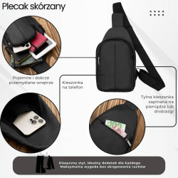 Skórzany plecak męski na jedno ramię miejski czarny ABR-52