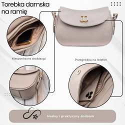 Torebka damska ze skóry syntetycznej beżowa na ramię SP-21-BG