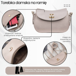 Torebka damska ze skóry syntetycznej beżowa na ramię SP-21-BG
