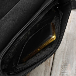 Torebka damska ze skóry syntetycznej klasyczna czarna na ramię SP-21-BL