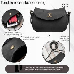 Torebka damska ze skóry syntetycznej klasyczna czarna na ramię SP-21-BL
