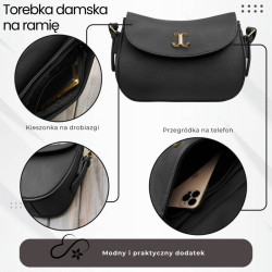 Torebka damska ze skóry syntetycznej klasyczna czarna na ramię SP-21-BL