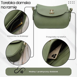 Torebka damska ze skóry syntetycznej zielona na ramię SP-21-GRE