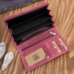 Portfel damski skórzany vintage w kwiaty różowy duży Paolo Peruzzi T-108-HCH