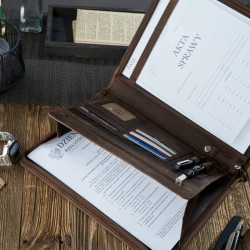 Vintage skórzany biwuar A4 aktówka Paolo Peruzzi T-57-BR