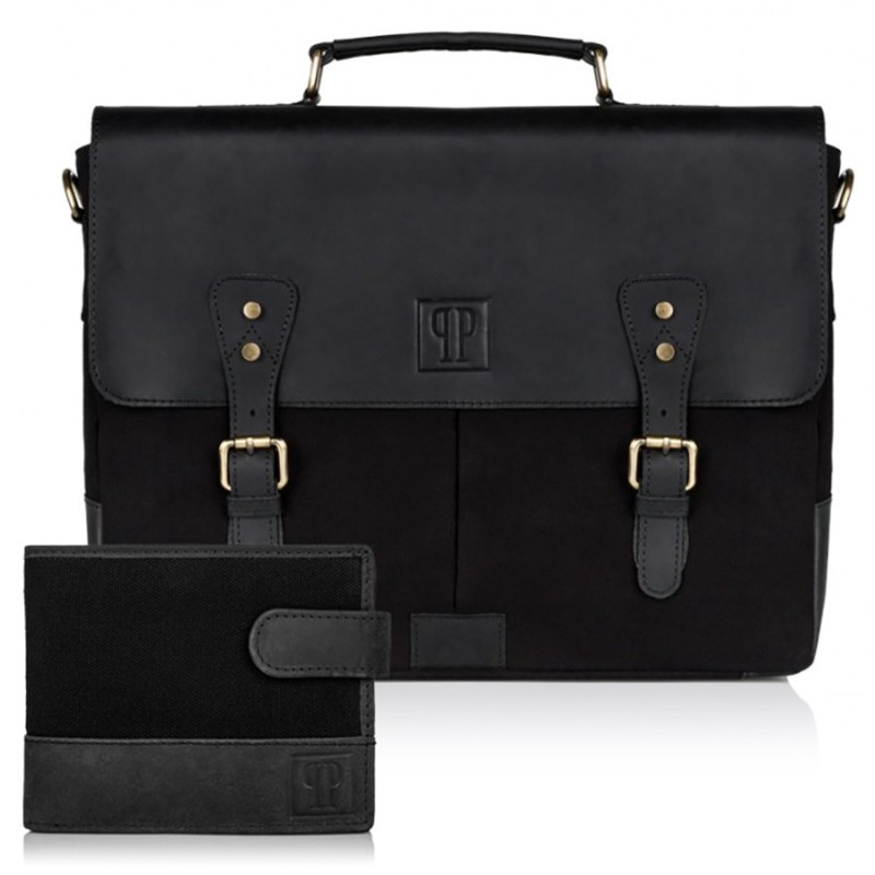 Zestaw Paolo Peruzzi: portfel męski T-03+torba męska T-07 ZUP-07-BL